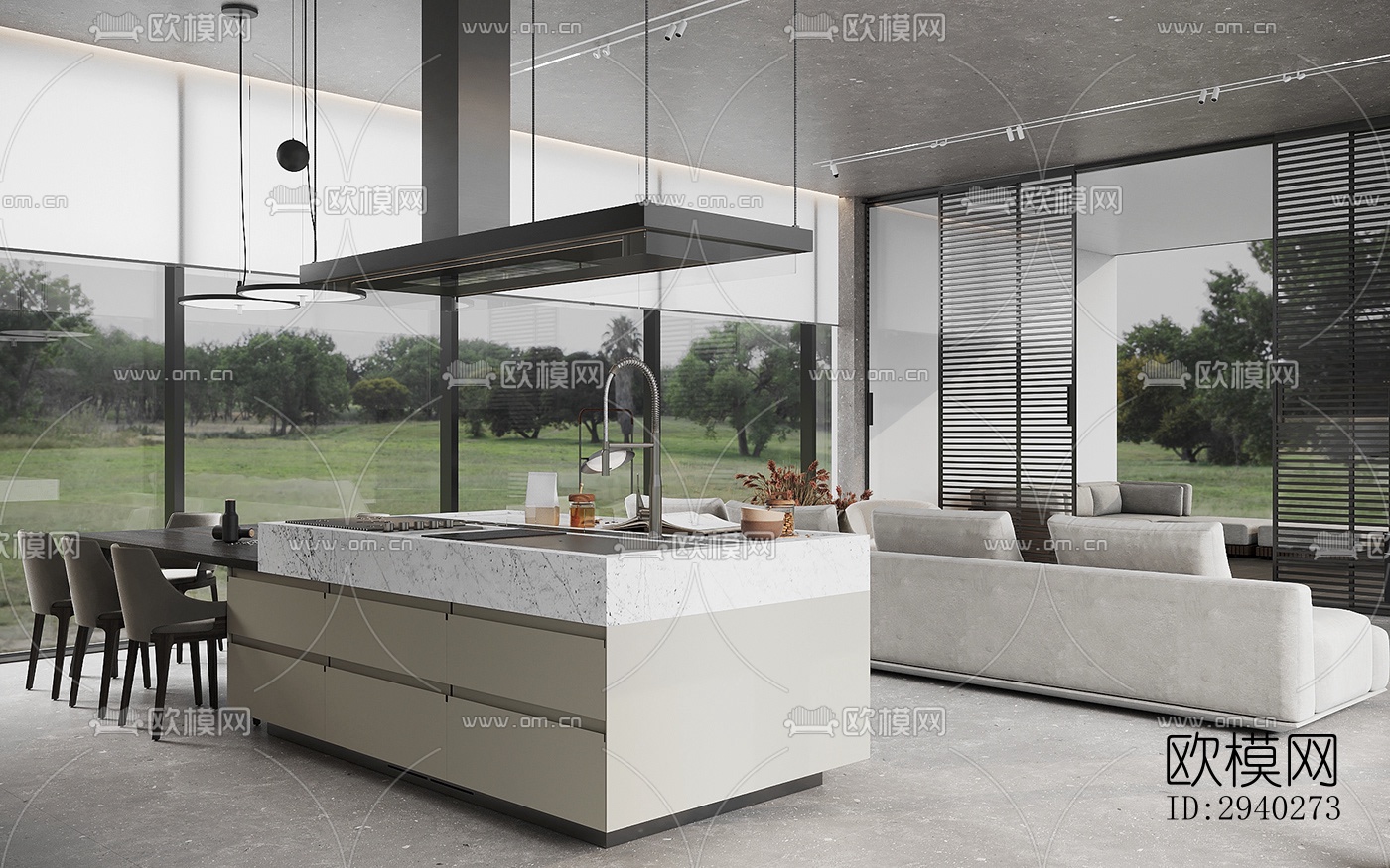 现代平层效果图下载（渲染图7）