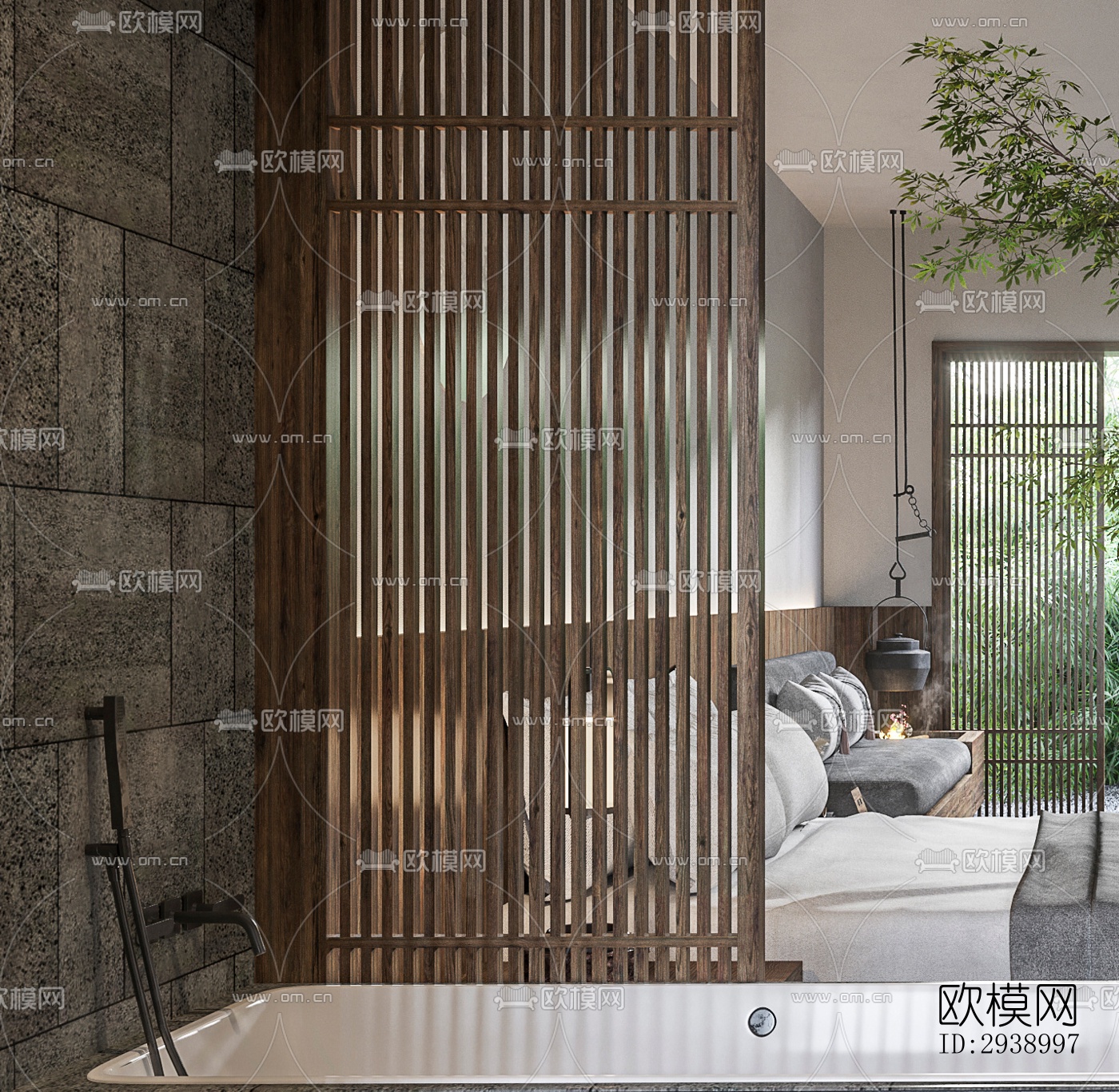 中式酒店民宿效果图下载（渲染图7）