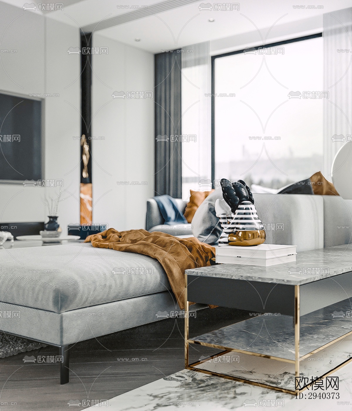 现代平层效果图下载（渲染图6）