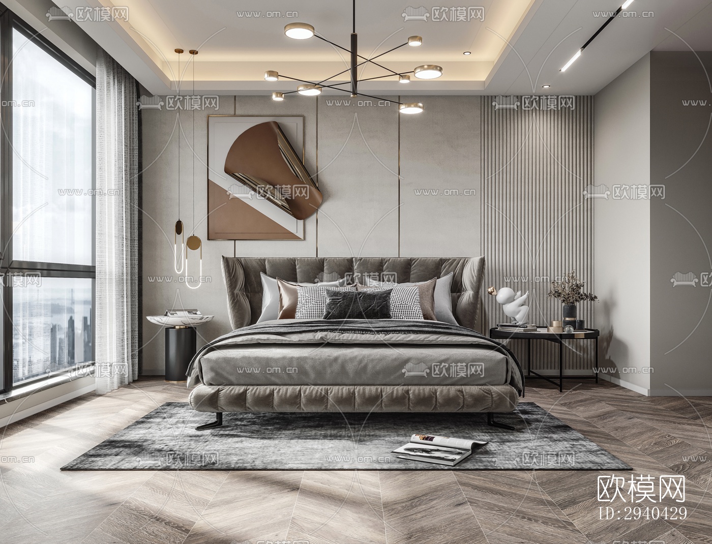 现代平层效果图下载（渲染图3）