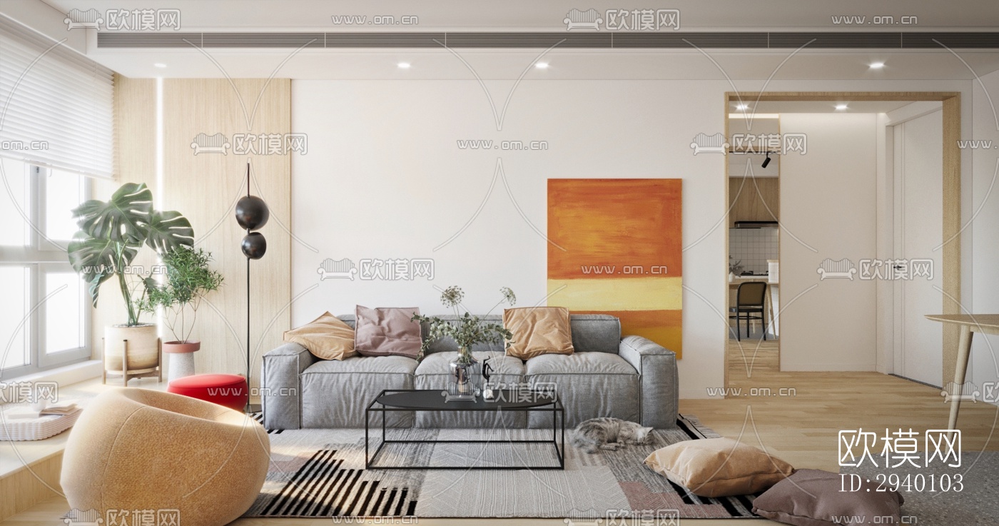 北欧平层效果图下载（渲染图1）