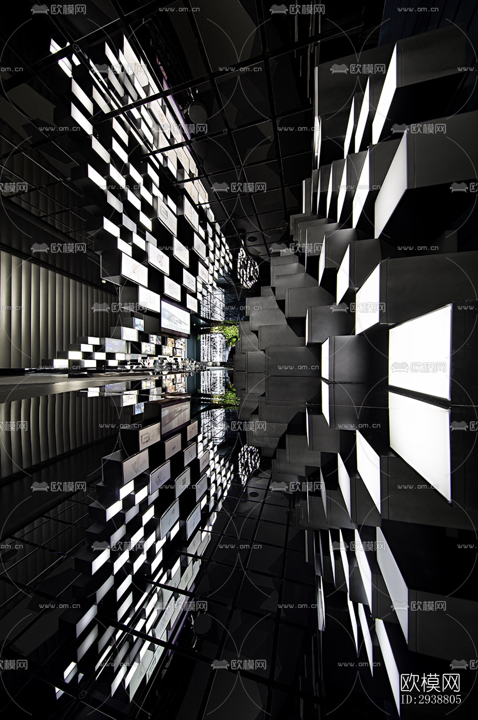 高级灰展览展厅效果图下载（渲染图7）