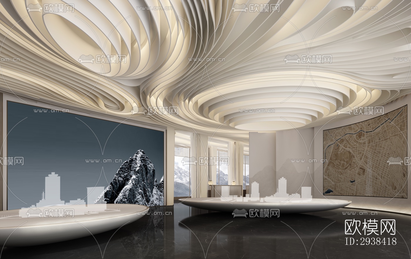 新中式售楼处效果图下载（渲染图2）