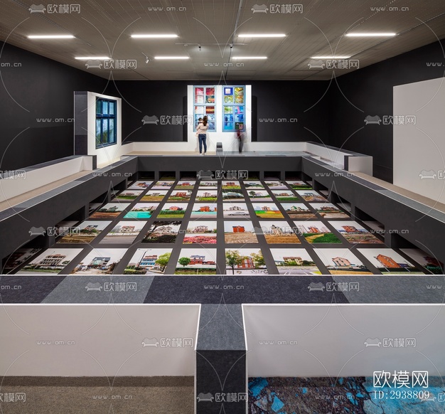 高级灰展览展厅效果图下载(渲染图2)