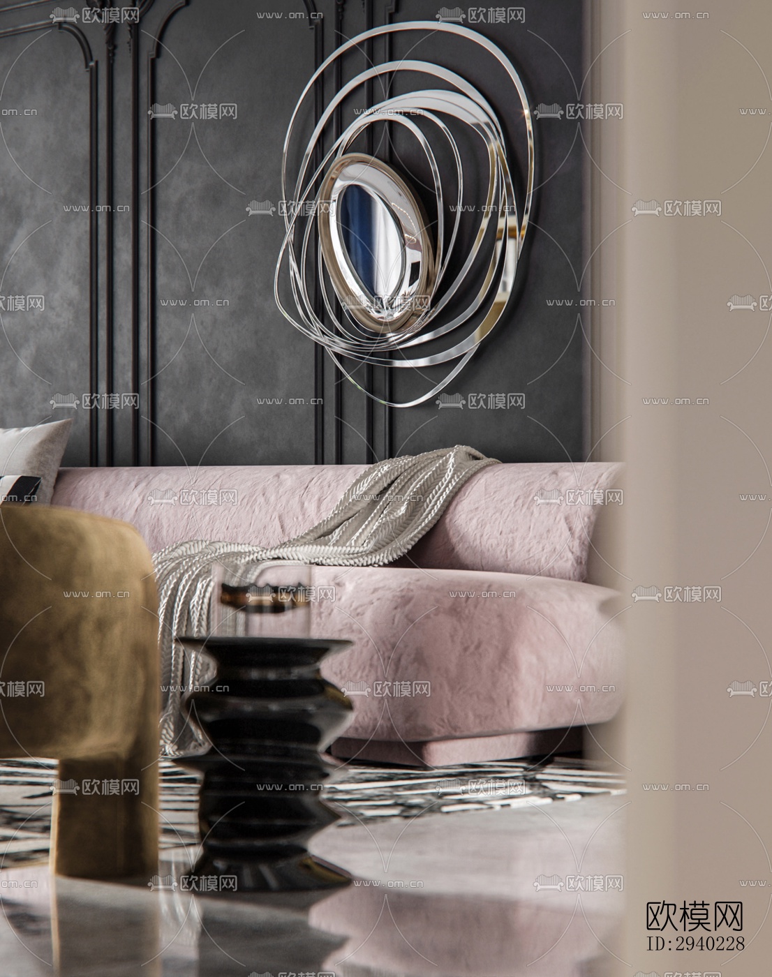 法式平层效果图下载（渲染图4）