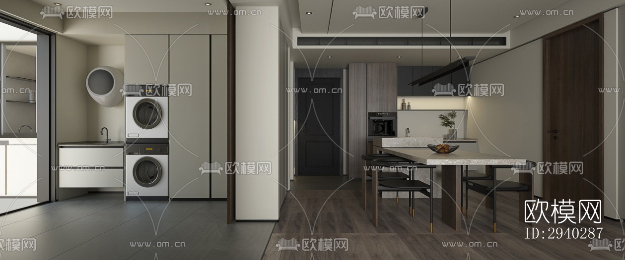 现代平层效果图下载（渲染图8）