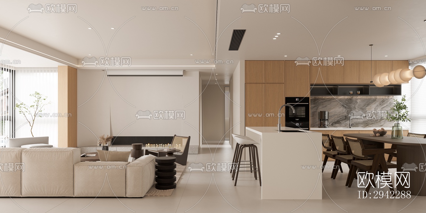 现代平层效果图下载（渲染图2）