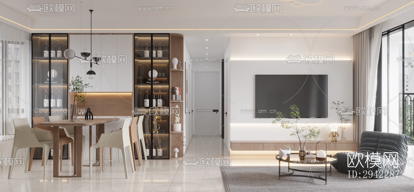 现代平层效果图下载（渲染图3）