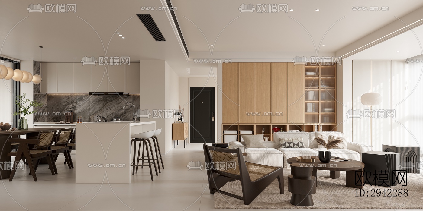 现代平层效果图下载（渲染图1）