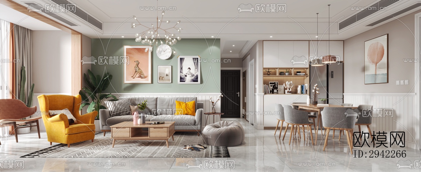 北欧平层效果图下载（渲染图6）