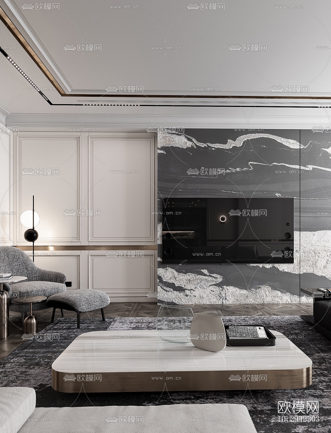 现代平层效果图下载（渲染图7）