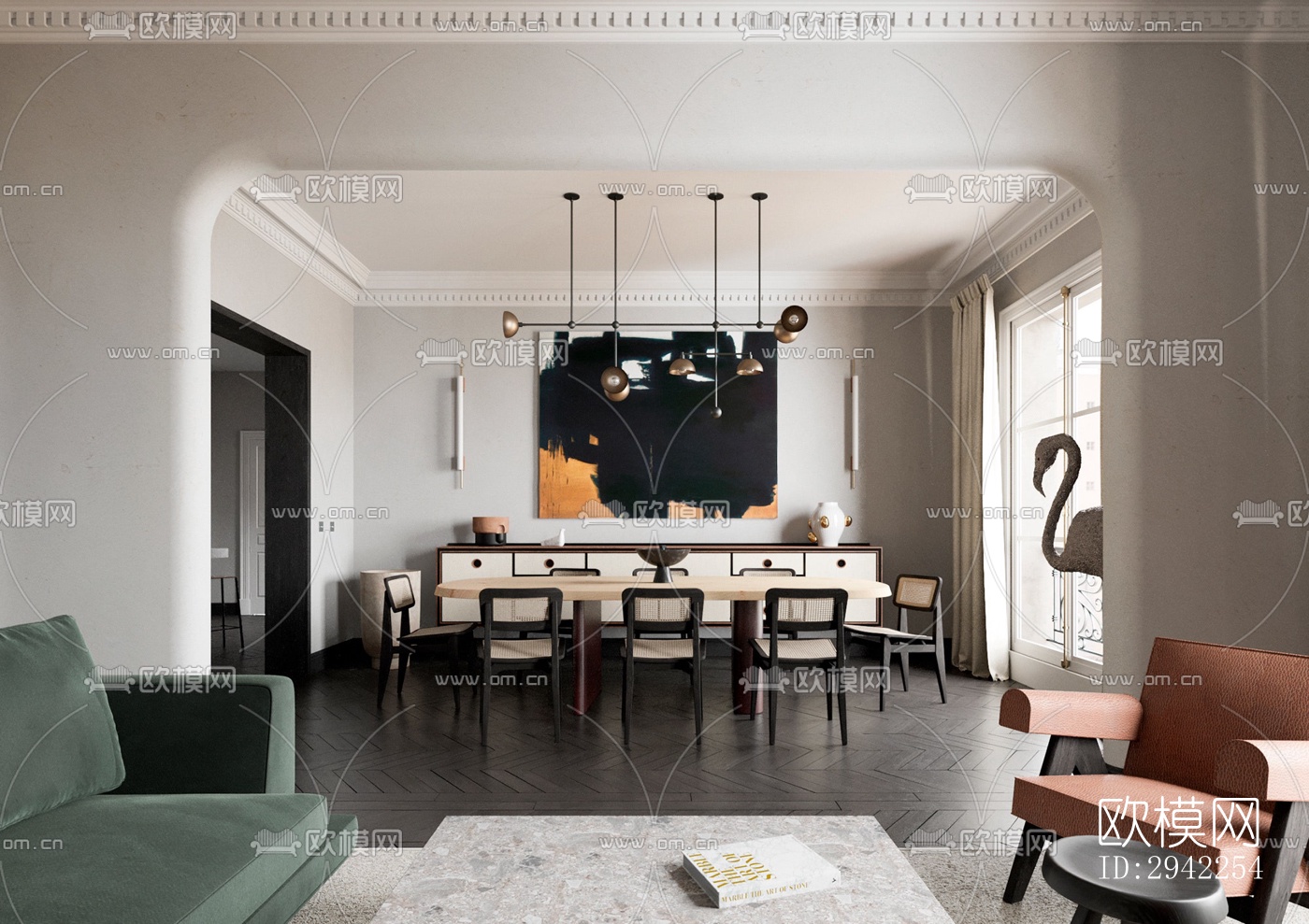 中古风平层效果图下载（渲染图1）