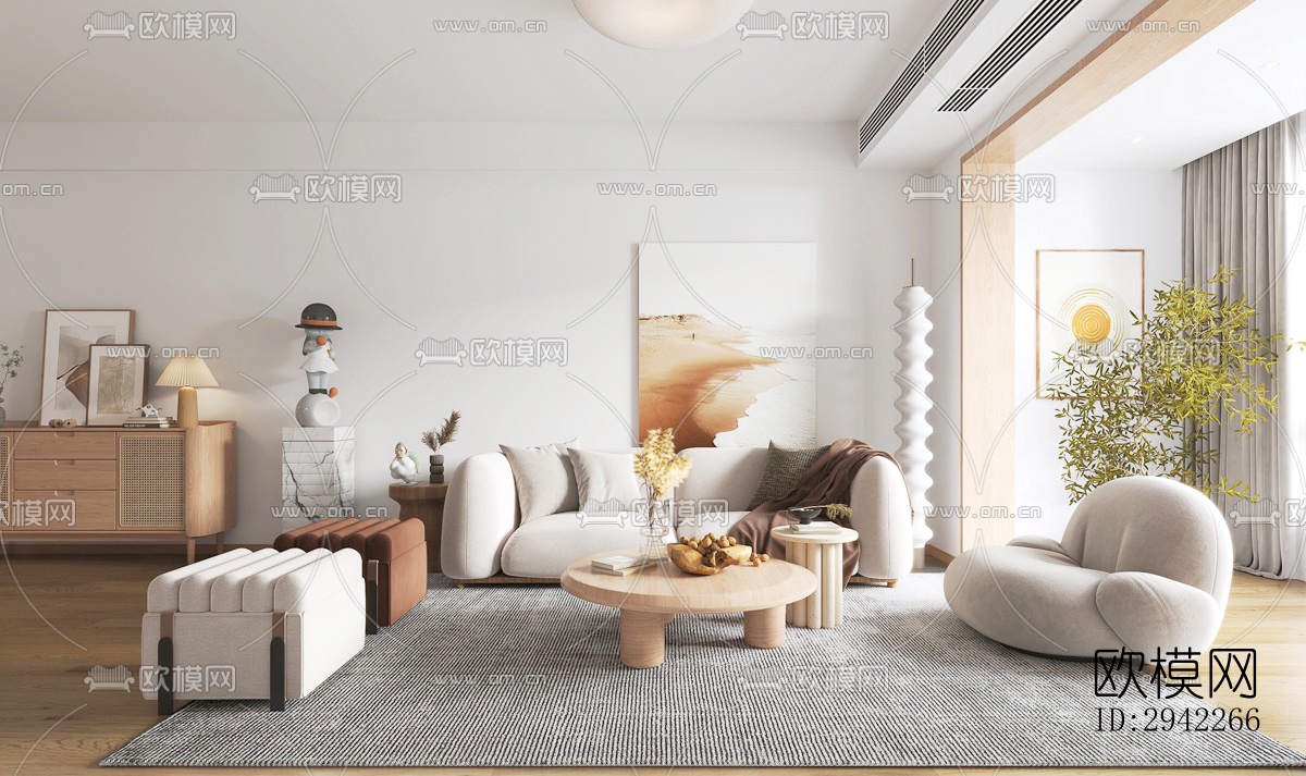 北欧平层效果图下载（渲染图1）