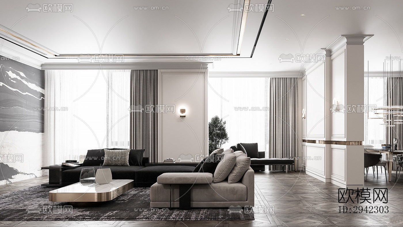 现代平层效果图下载（渲染图17）