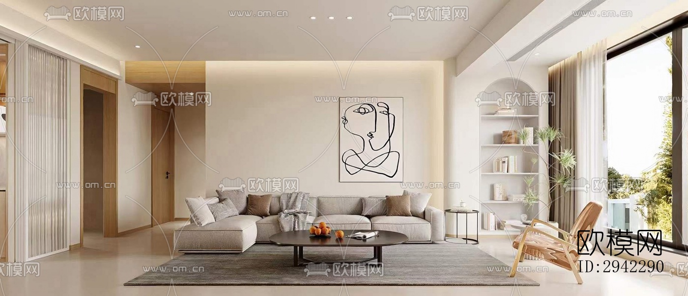 现代平层效果图下载（渲染图4）