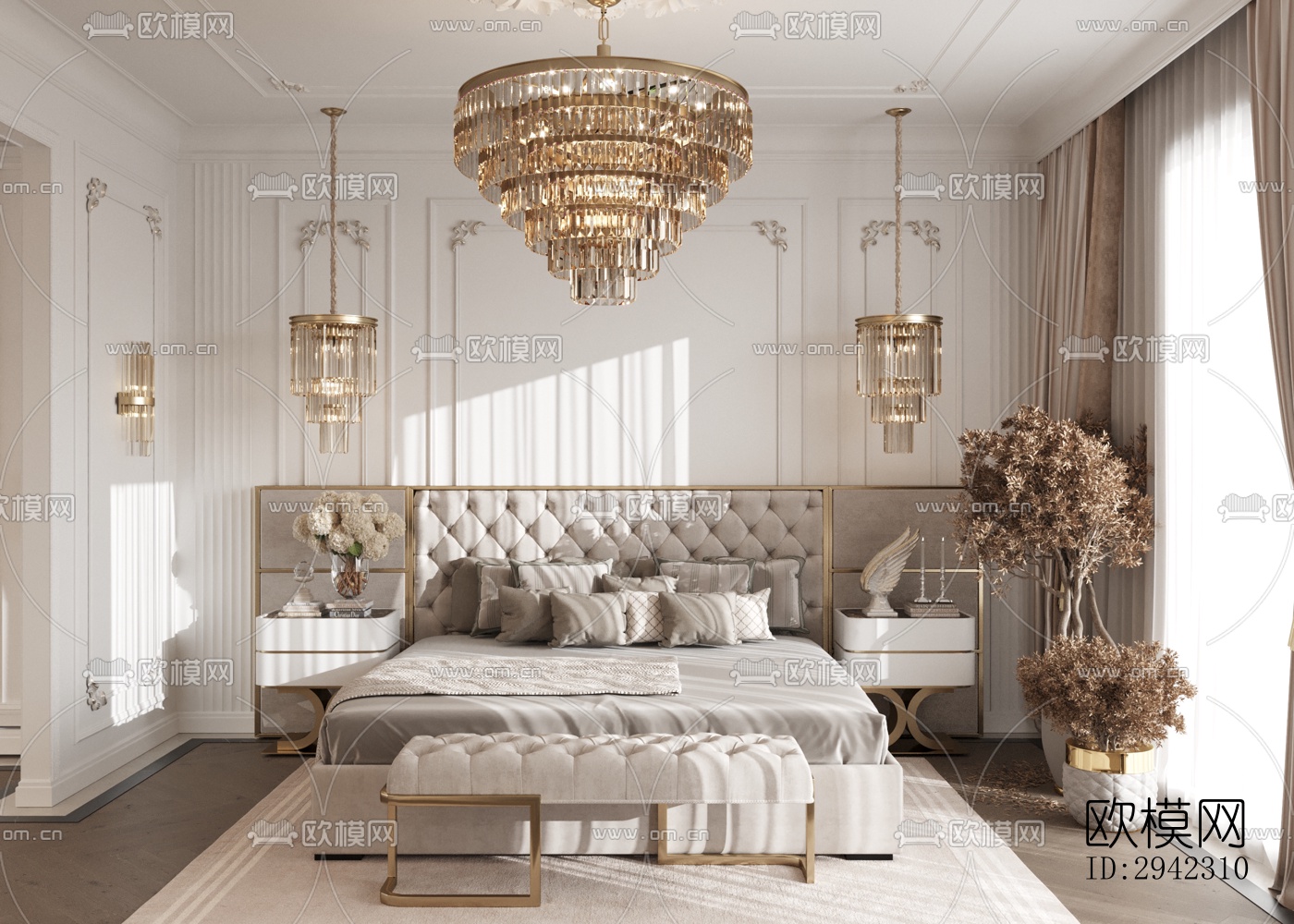 美式平层效果图下载（渲染图4）