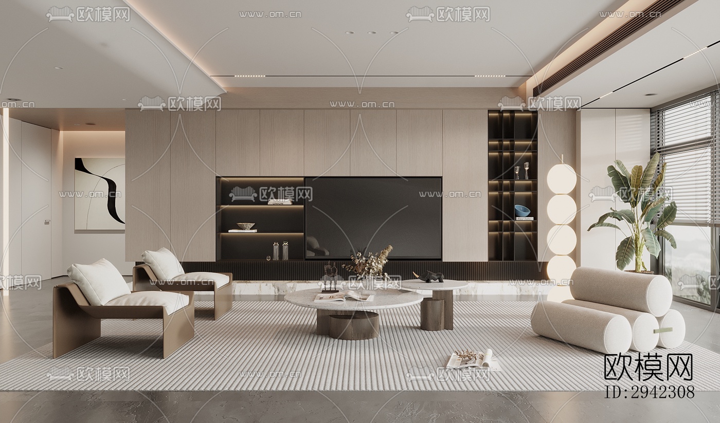 现代平层效果图下载（渲染图4）