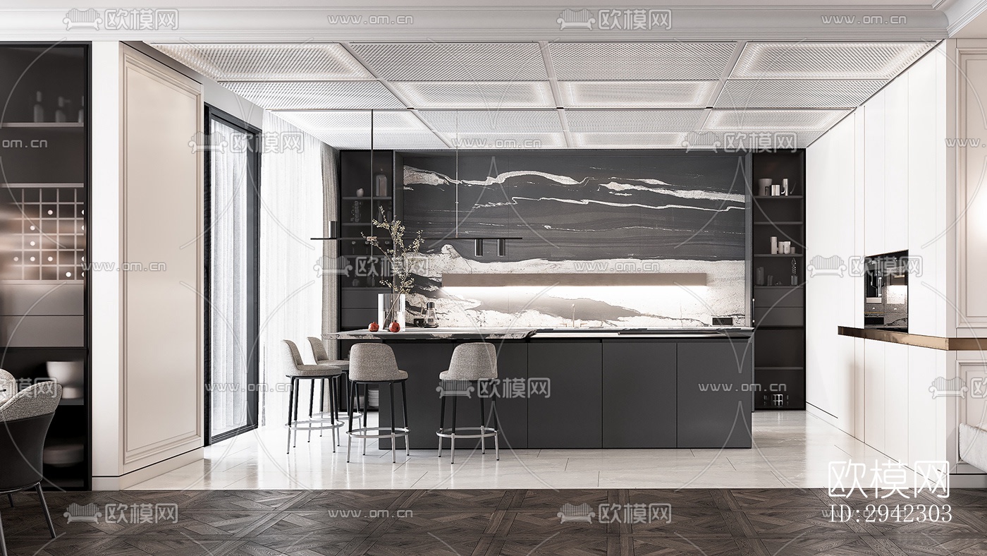 现代平层效果图下载（渲染图12）