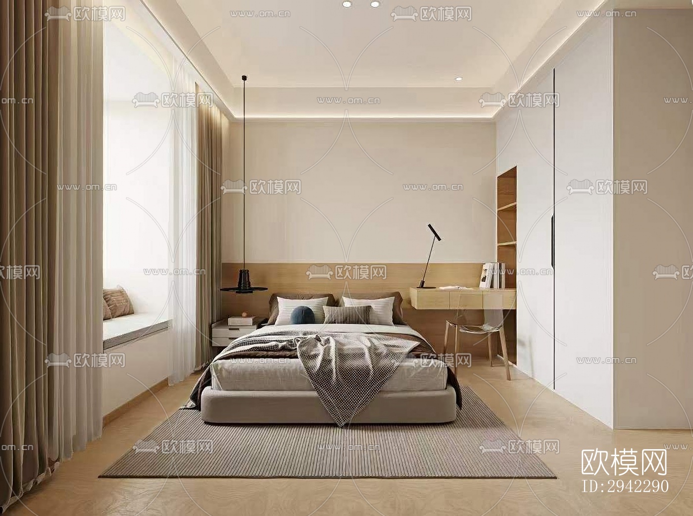 现代平层效果图下载（渲染图6）