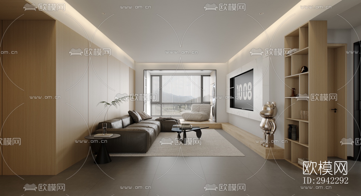 现代平层效果图下载（渲染图1）