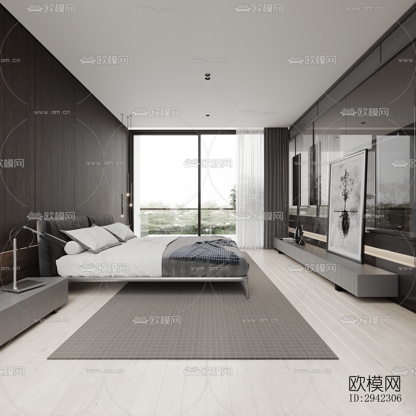 现代平层效果图下载（渲染图7）