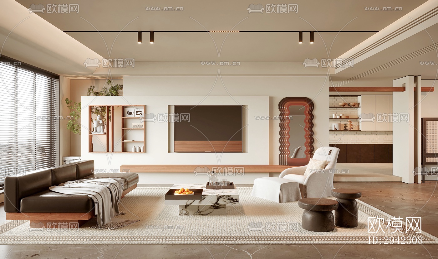 现代平层效果图下载（渲染图11）