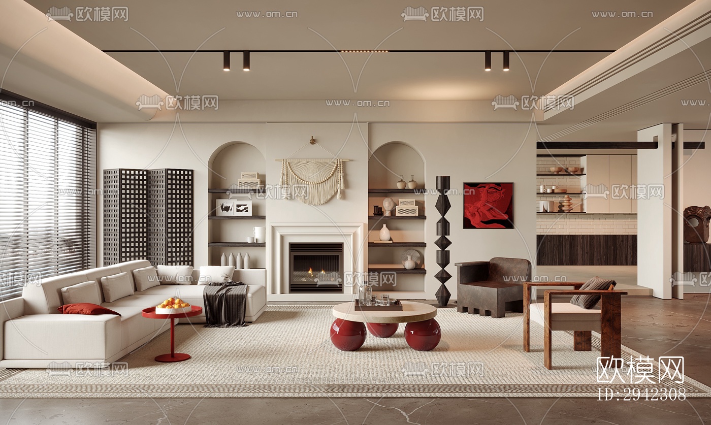 现代平层效果图下载（渲染图3）