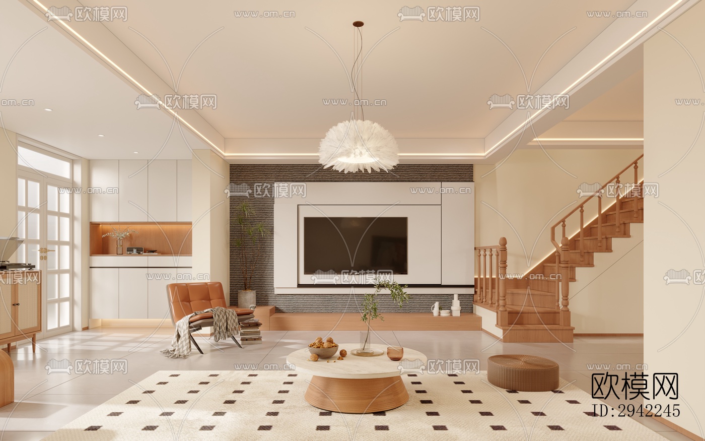 北欧复式效果图下载（渲染图3）