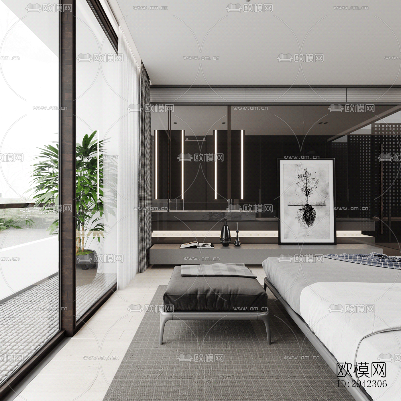 现代平层效果图下载（渲染图4）