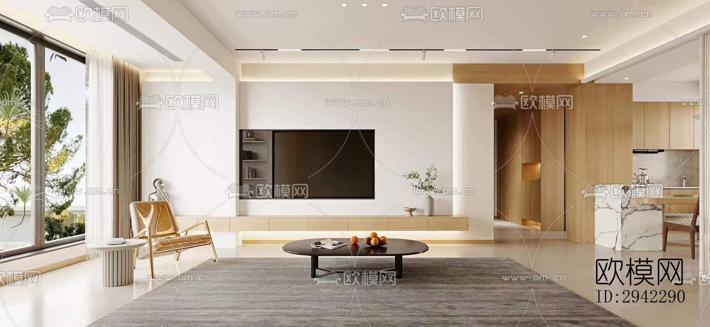 现代平层效果图下载（渲染图2）