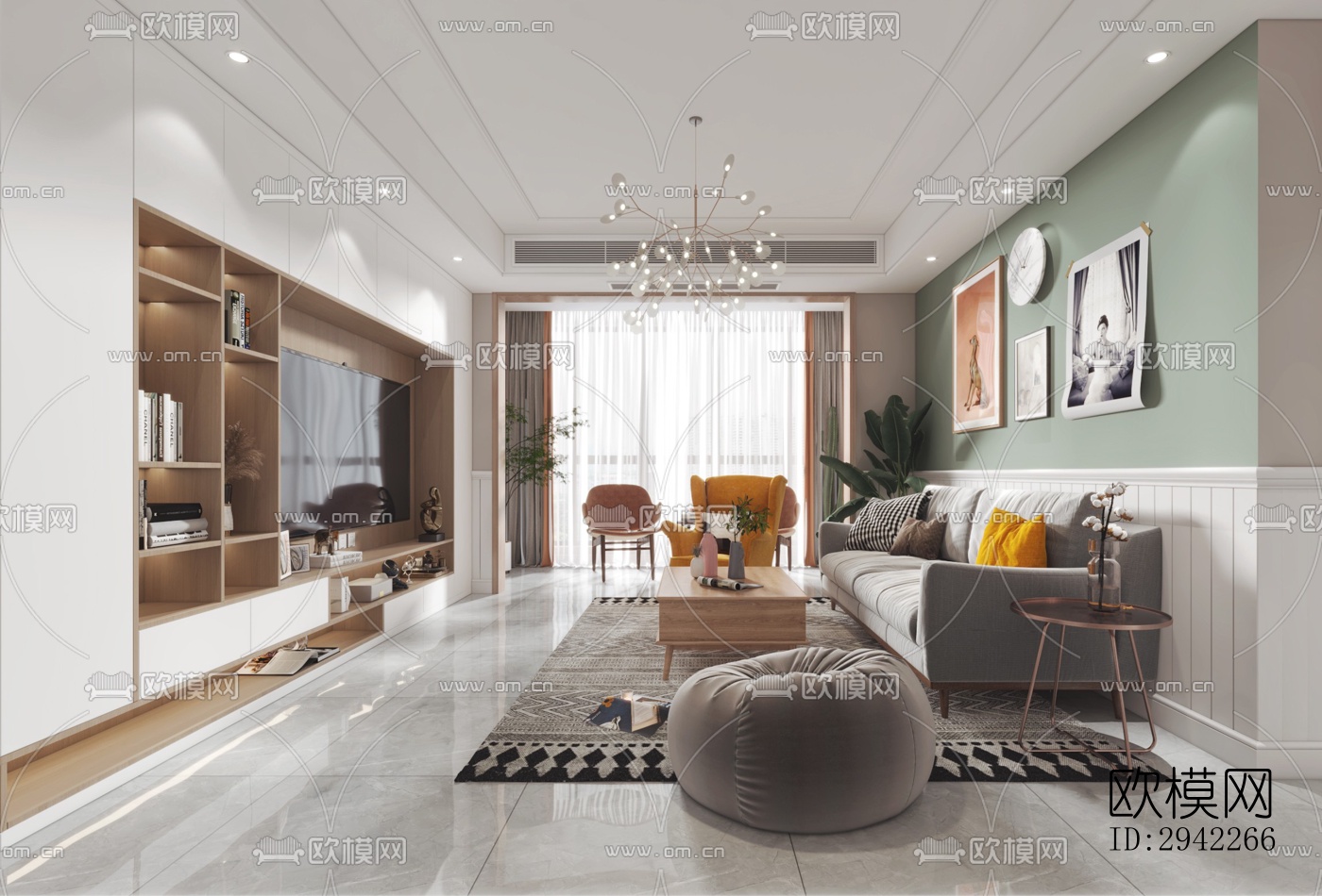 北欧平层效果图下载（渲染图5）