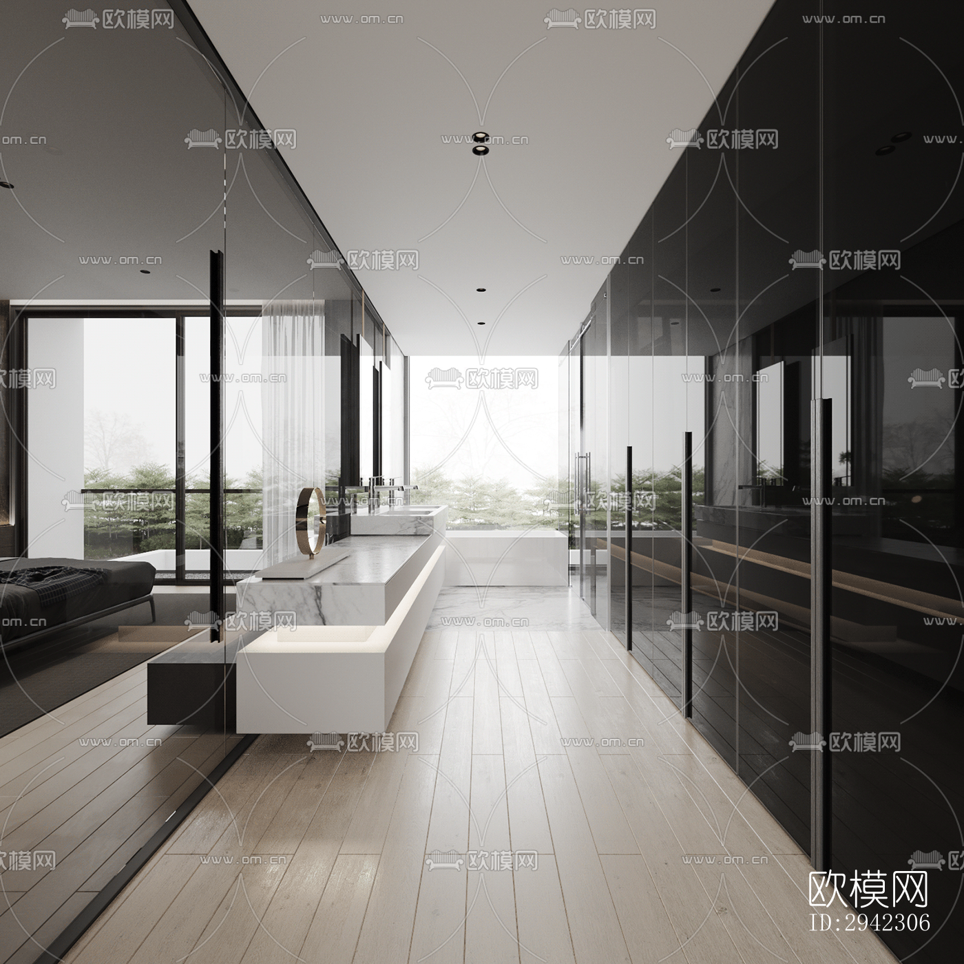 现代平层效果图下载（渲染图1）