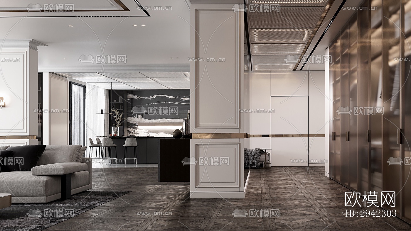 现代平层效果图下载（渲染图10）