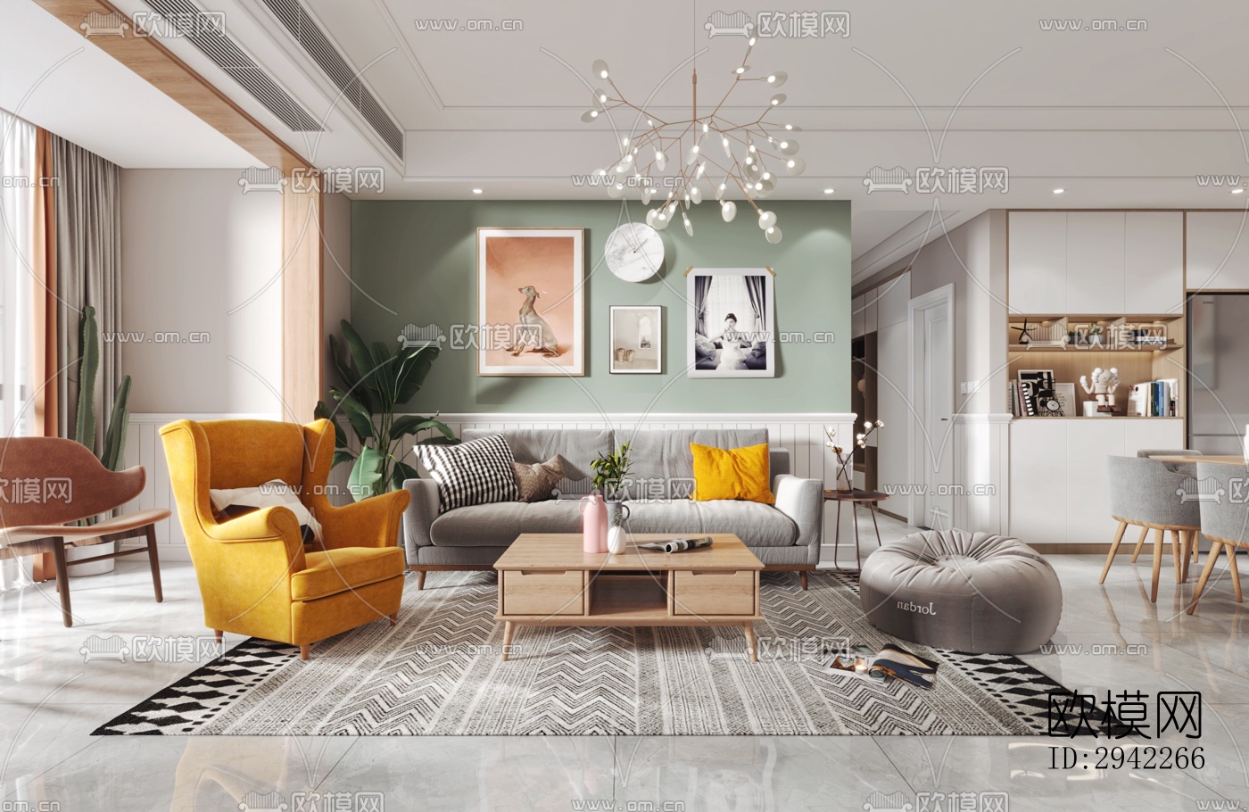 北欧平层效果图下载（渲染图4）