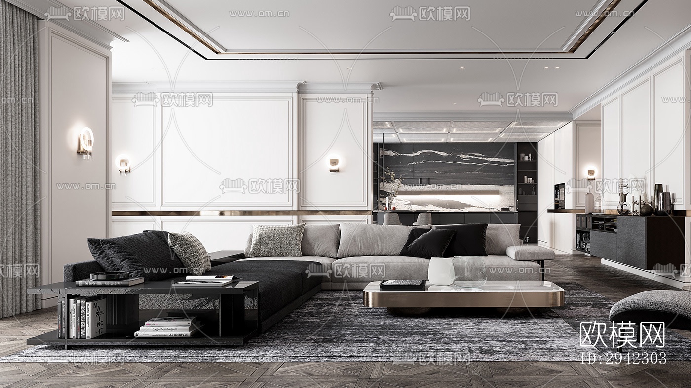 现代平层效果图下载（渲染图18）