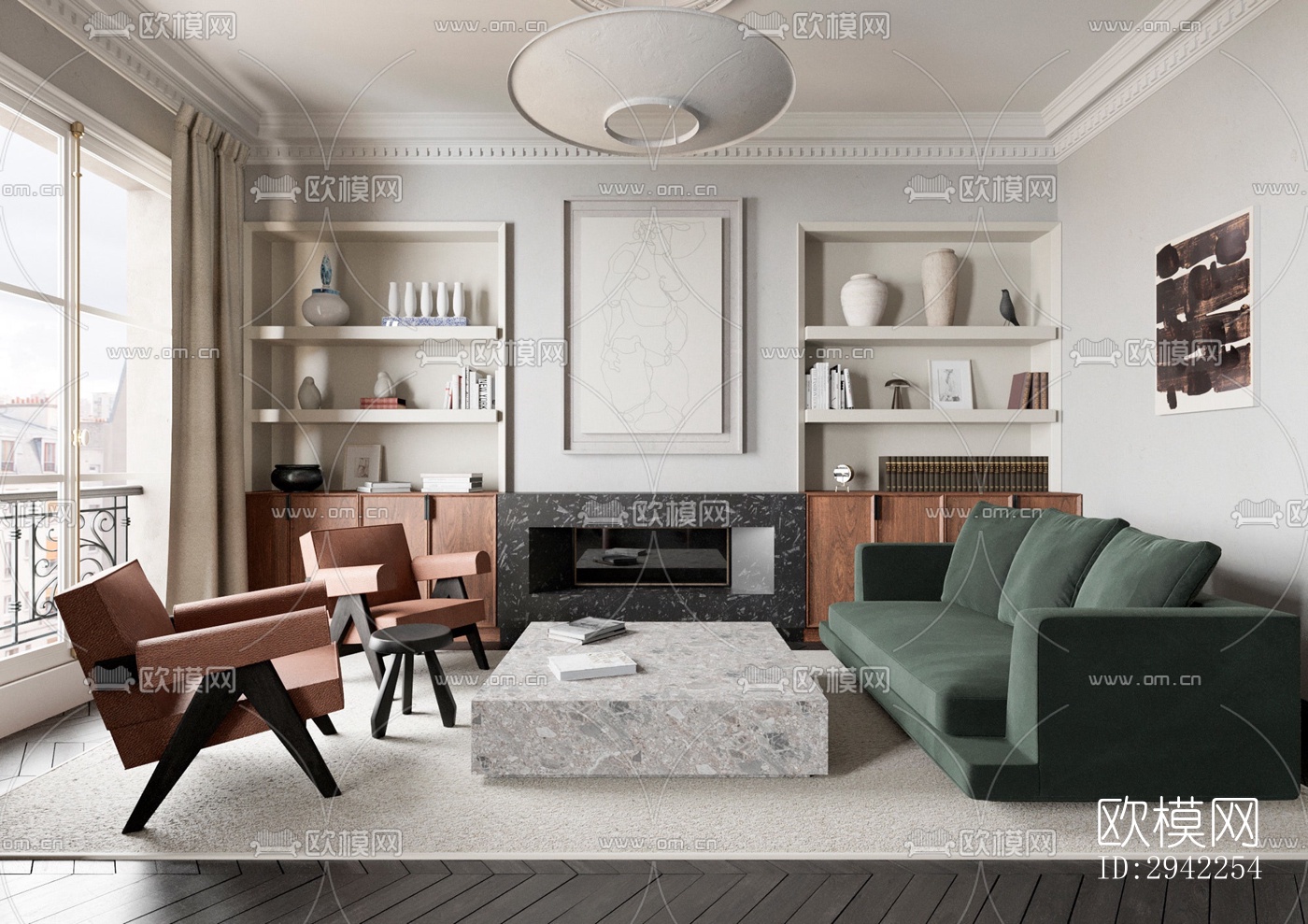 中古风平层效果图下载（渲染图9）