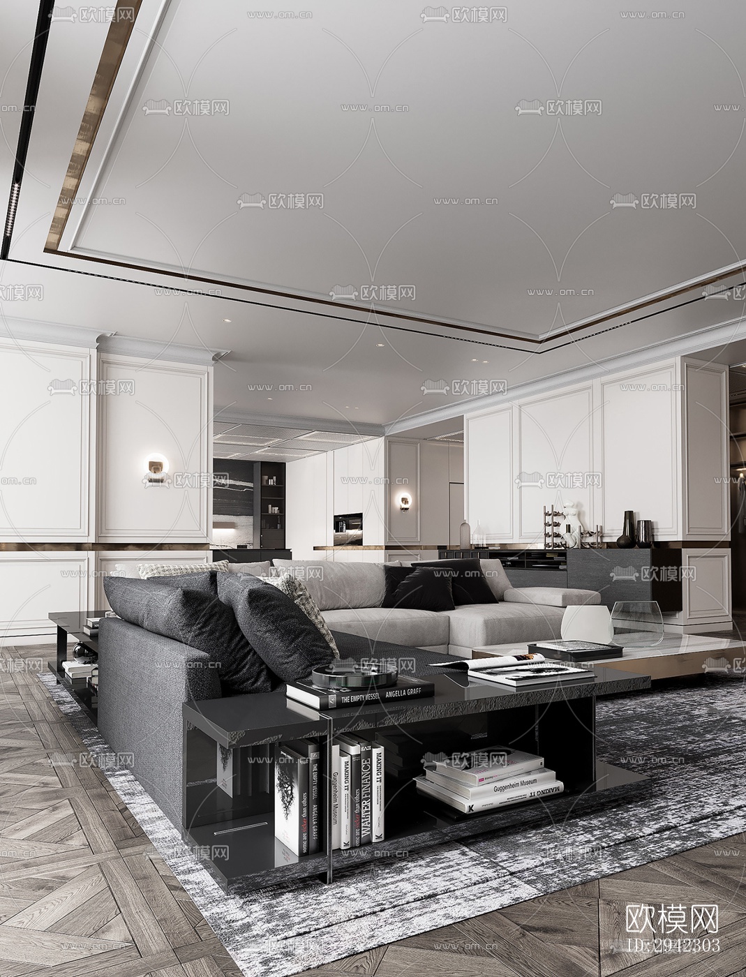 现代平层效果图下载（渲染图9）