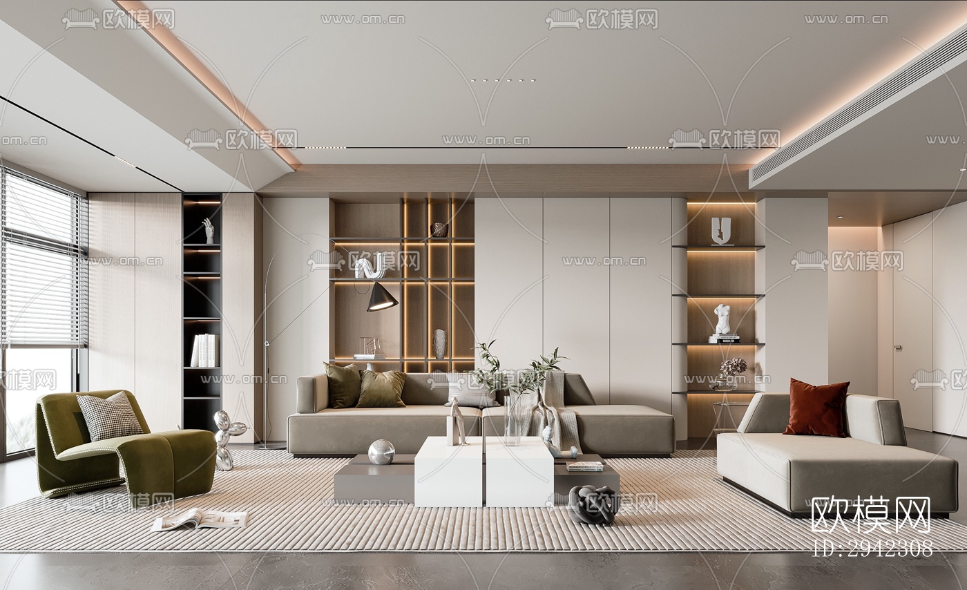 现代平层效果图下载（渲染图7）