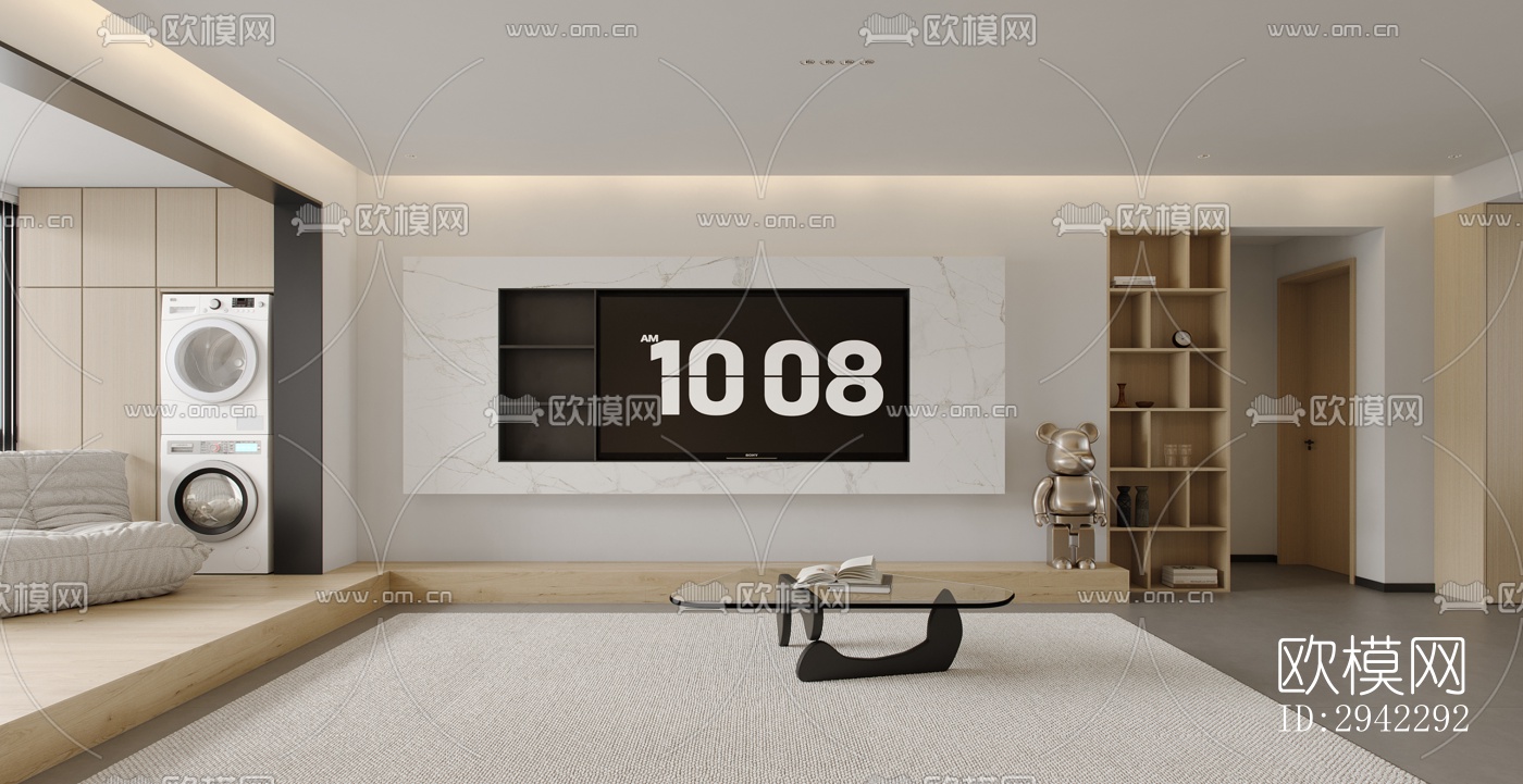 现代平层效果图下载（渲染图10）