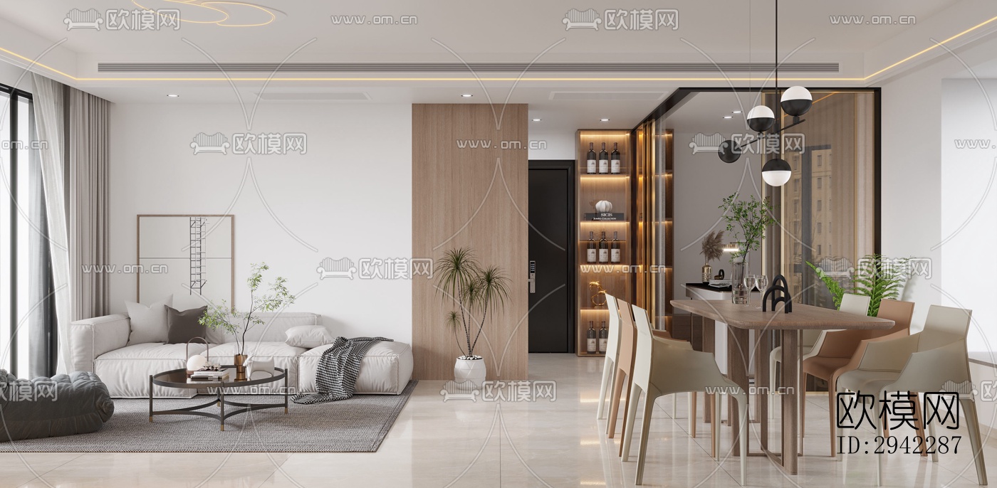 现代平层效果图下载（渲染图4）