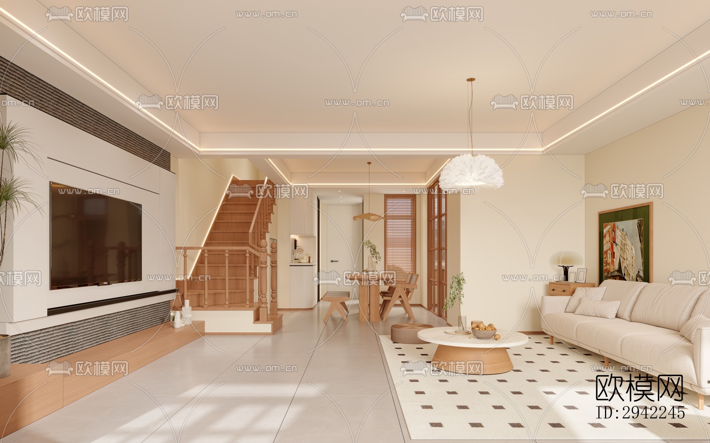 北欧复式效果图下载（渲染图6）