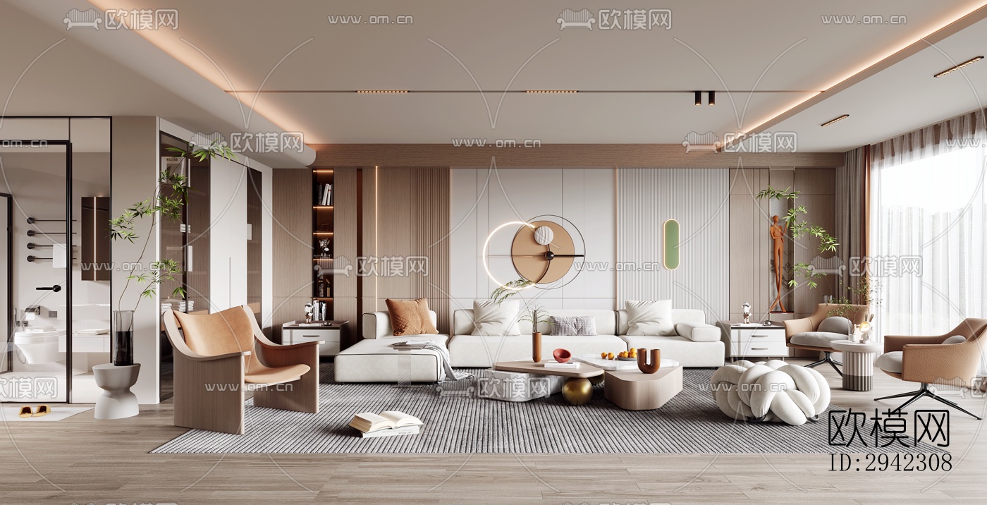 现代平层效果图下载（渲染图9）