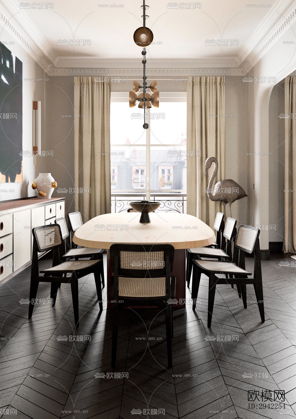 中古风平层效果图下载（渲染图2）