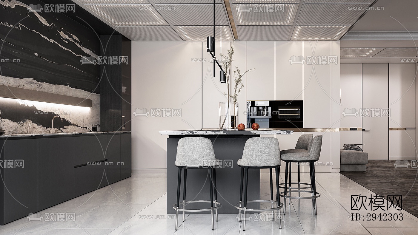 现代平层效果图下载（渲染图11）