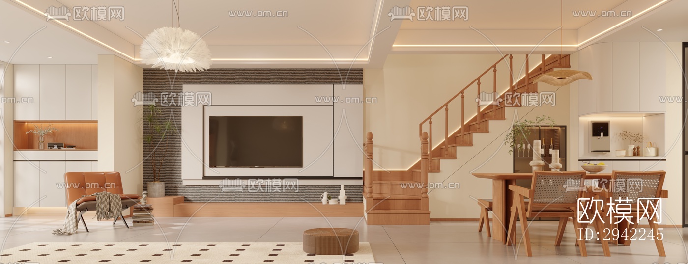 北欧复式效果图下载（渲染图9）