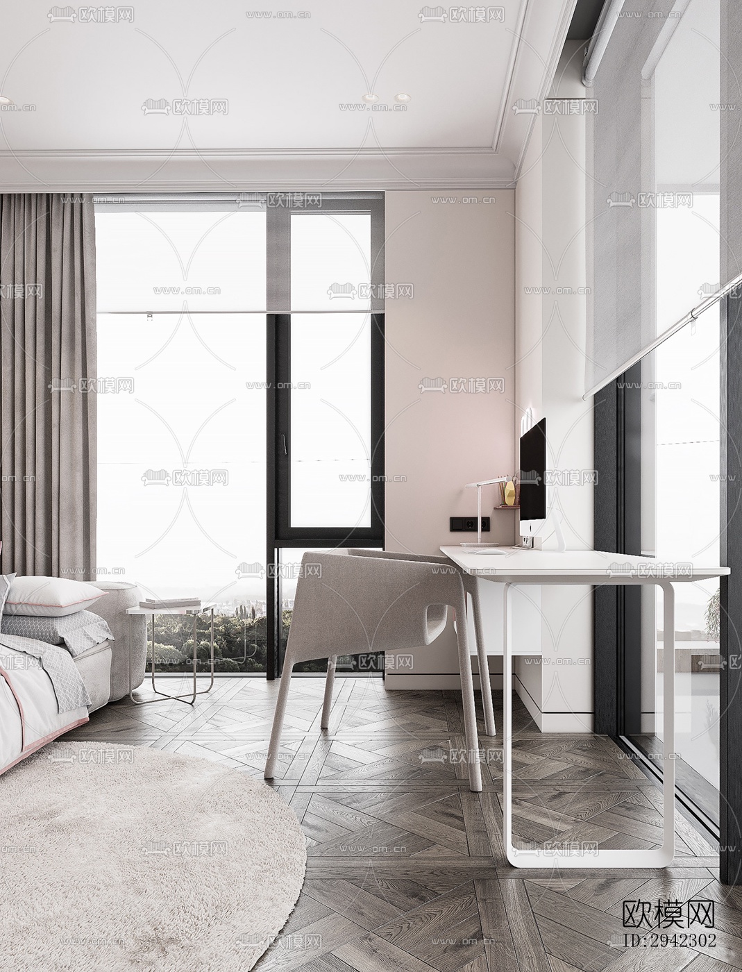 现代平层效果图下载（渲染图10）