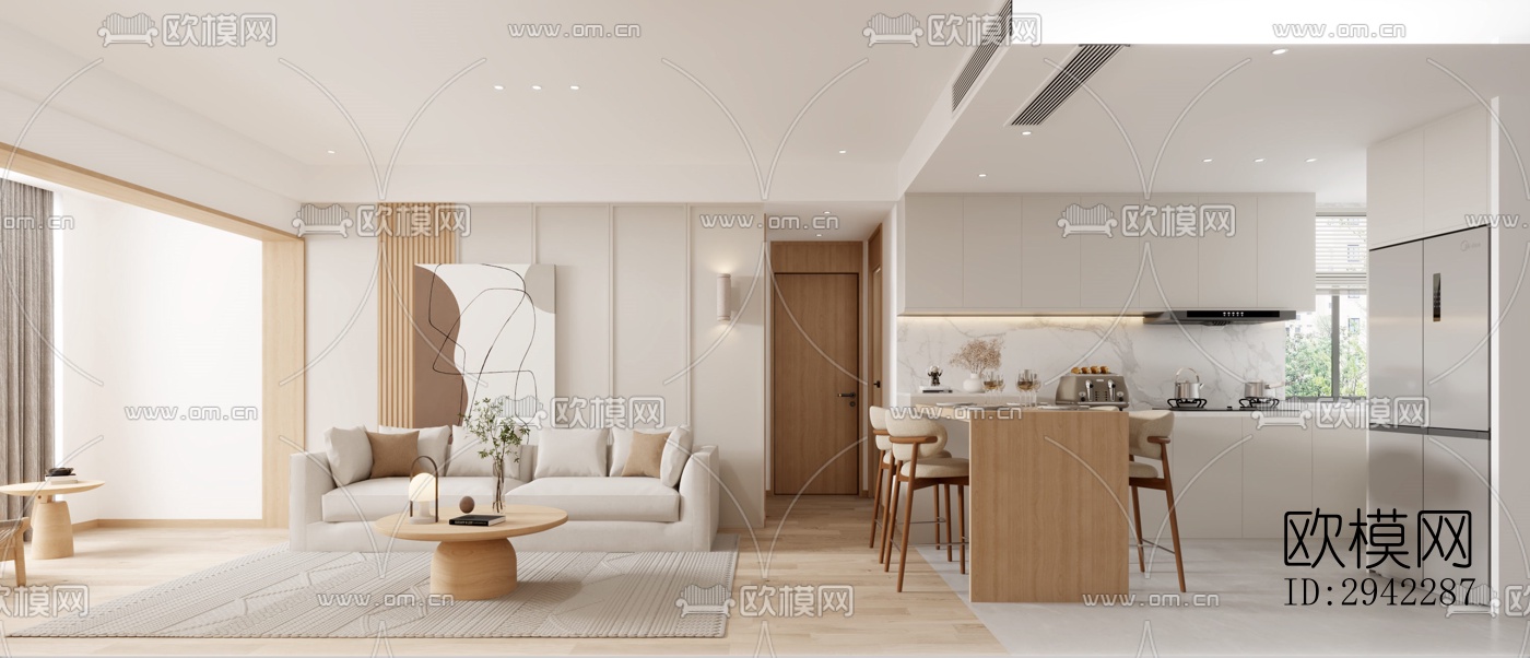 现代平层效果图下载（渲染图1）