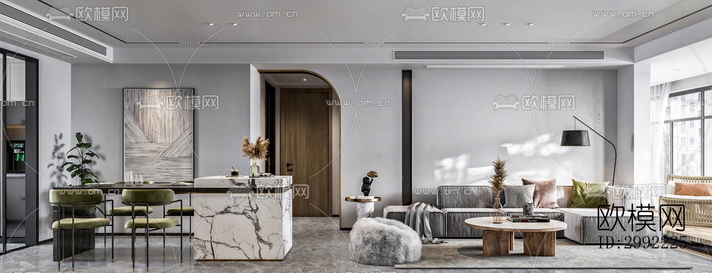 现代平层效果图下载（渲染图7）