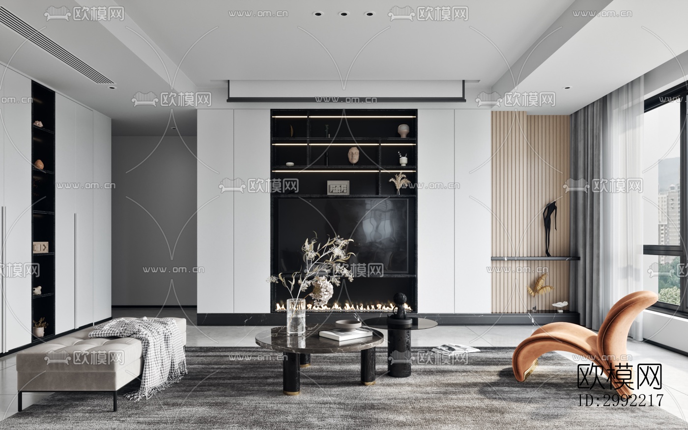 现代平层效果图下载（渲染图9）