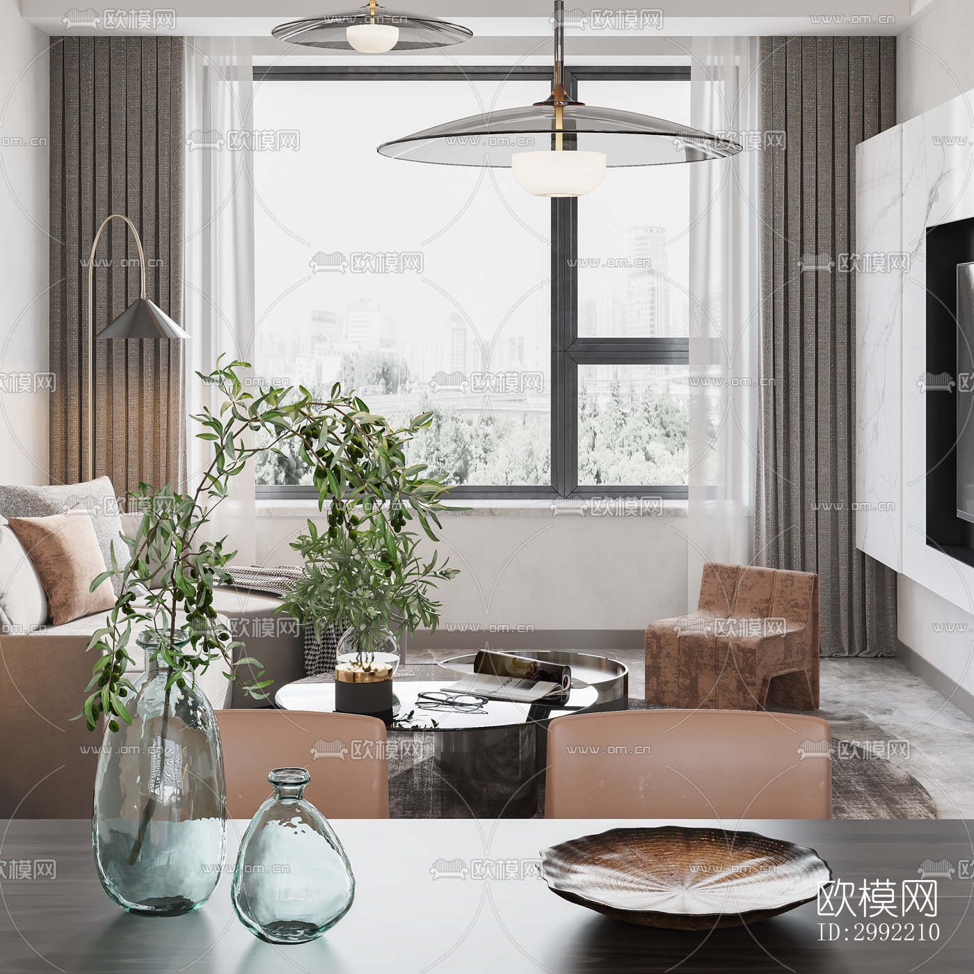 现代平层效果图下载（渲染图5）